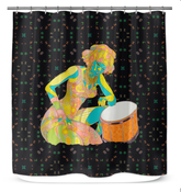 Radiant Blooms Shower Curtain with vibrant floral design.